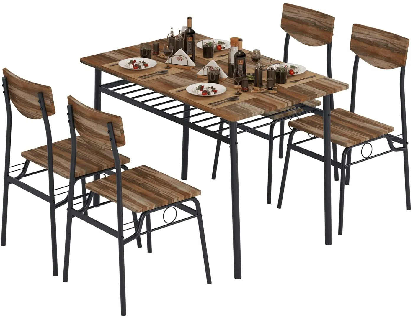 Soges 5 Piece Dining Table Set for 4 Person, Kitchen Table and 4 Chairs ...
