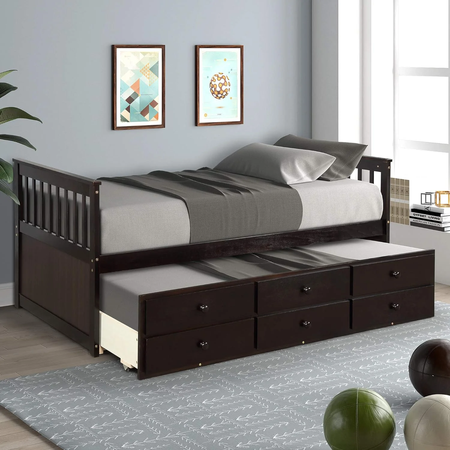 Daybed With Trundle And Storage Drawers - Captain's Bed Storage Daybed