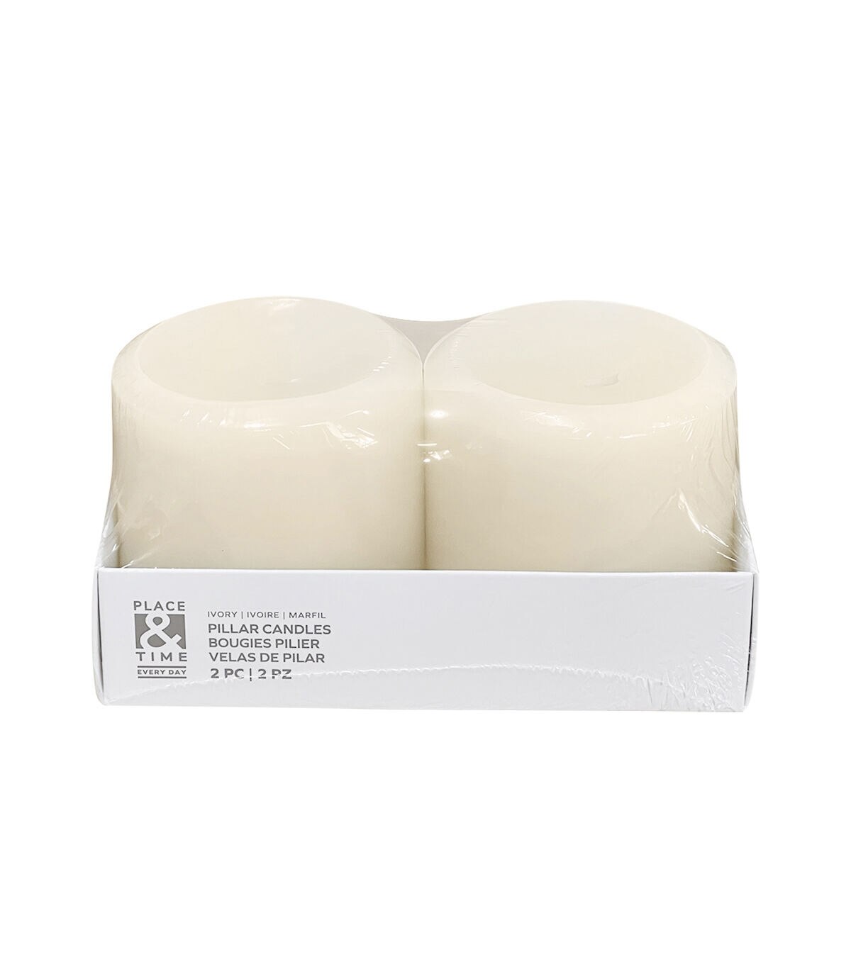 3 x 3 Smooth Unscented Pillar Candles 2pk by Place & Time