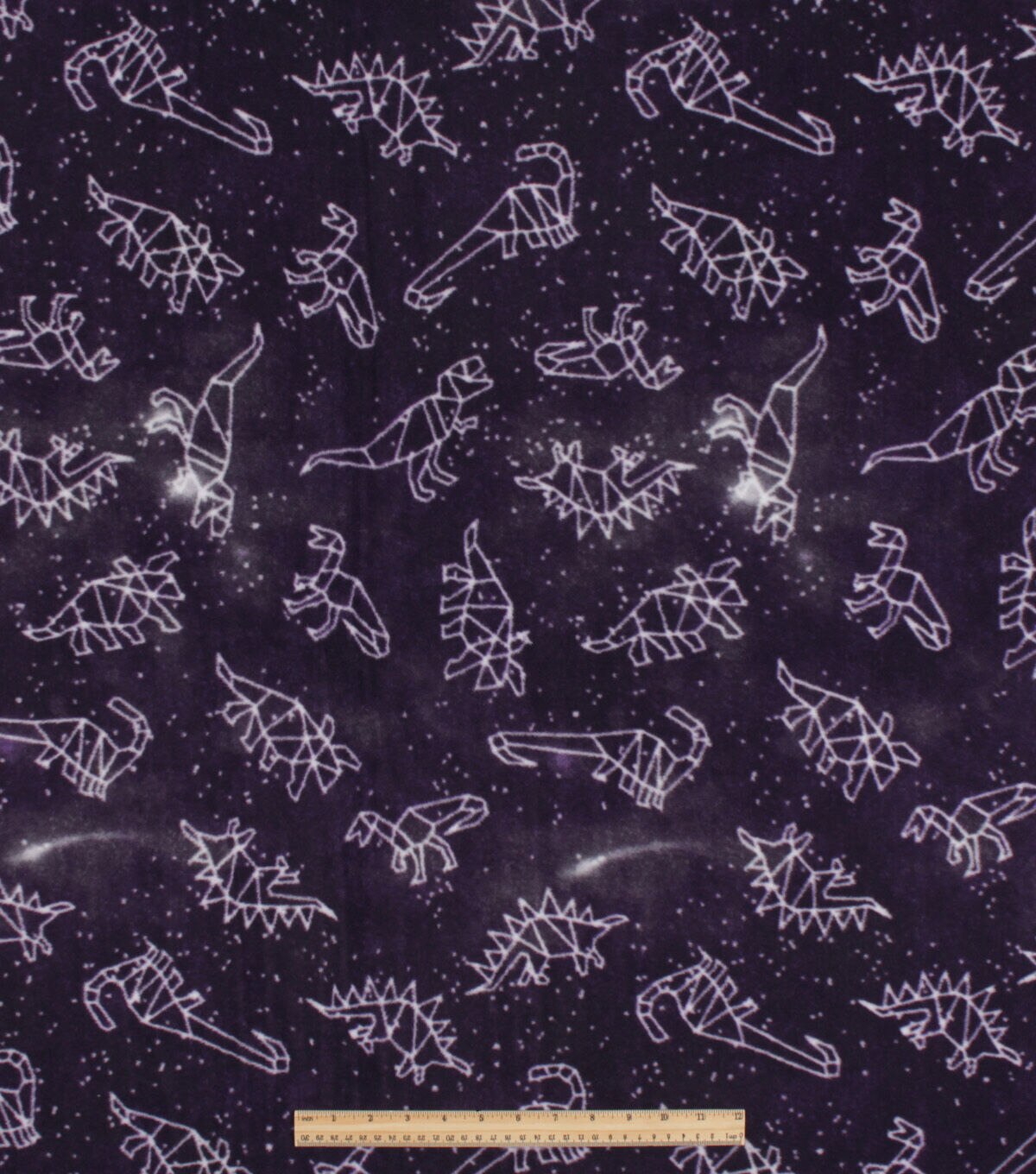 Galaxy Dinosaurs on Purple Anti Pill Fleece Fabric
