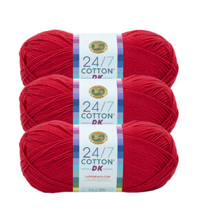 Lion Brand 24/7 Cotton DK Light Weight Cotton Yarn 3 Bundle