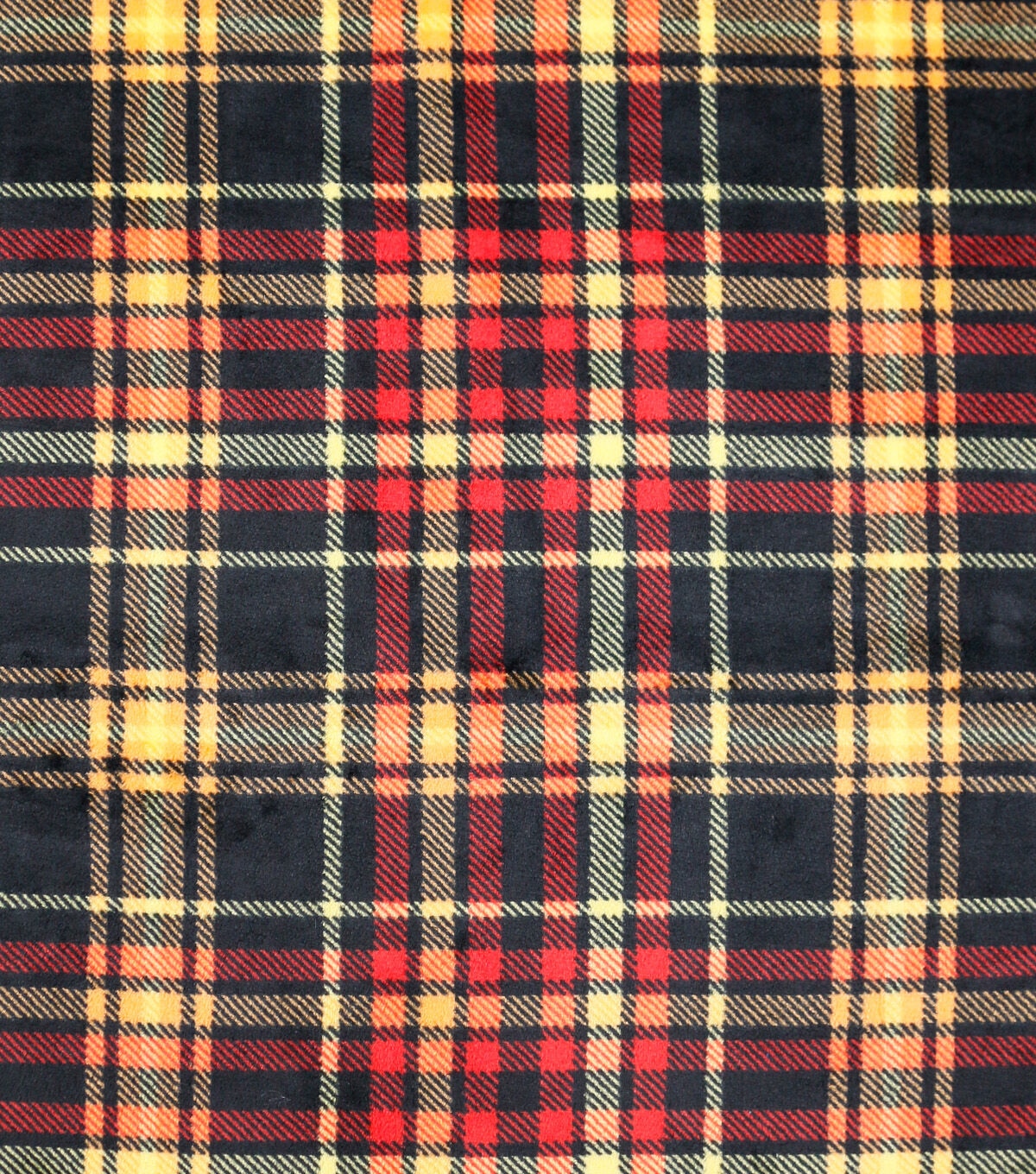 Bright Orange Plaid Sew Lush Fleece Fabric