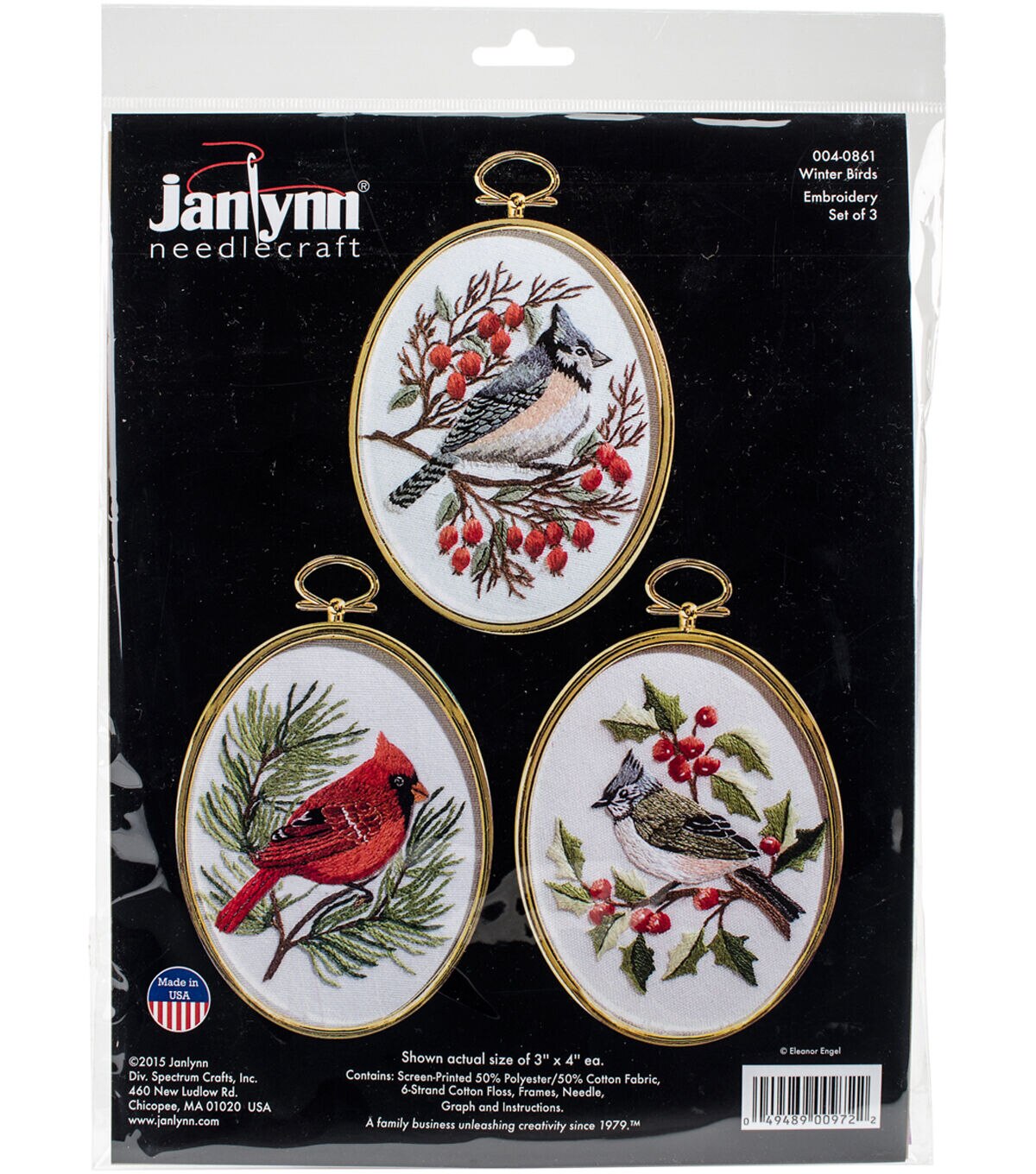 Janlynn 3 x 4 Winter Birds Embroidery Kit 3ct