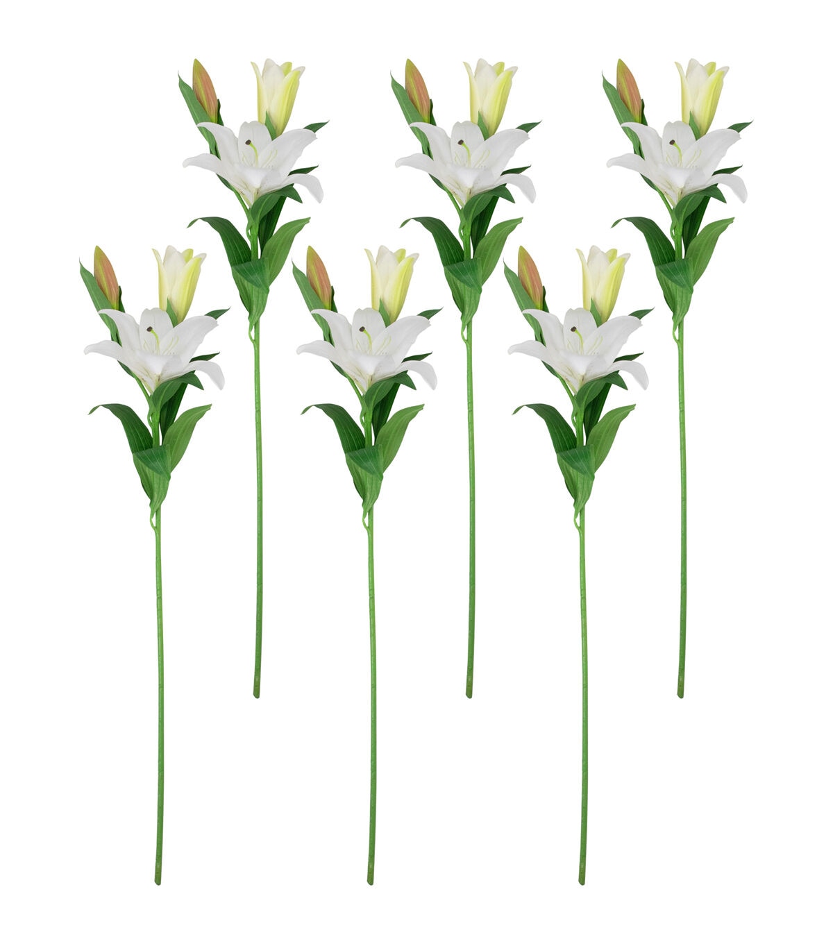 Northlight 38 White Lily Stems 6ct