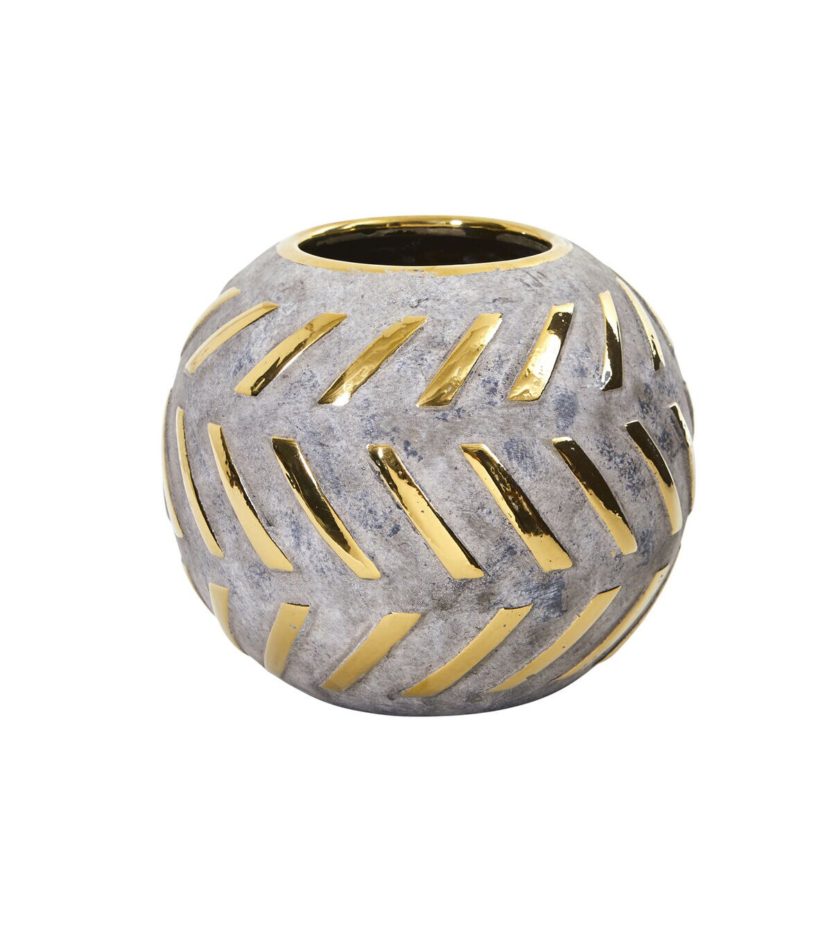 Nearly Natural 6 Regal Round Stone Vase With Gold Accents