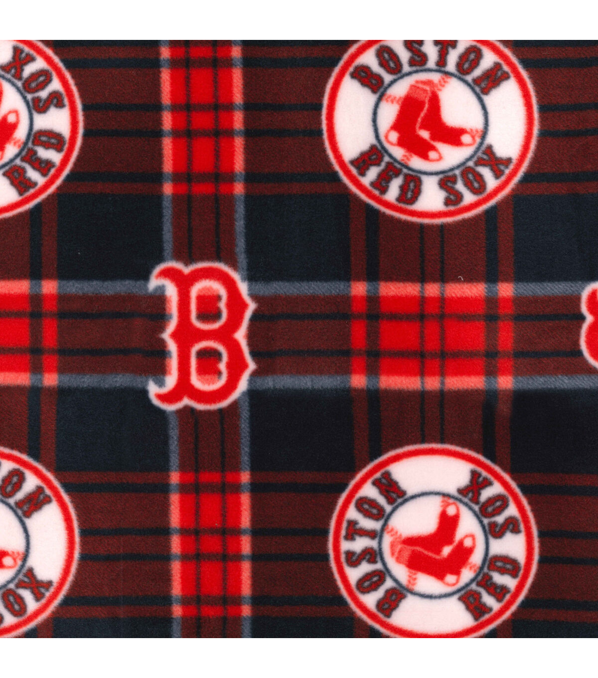 Fabric Traditions Boston Red Sox Fleece Fabric Plaid
