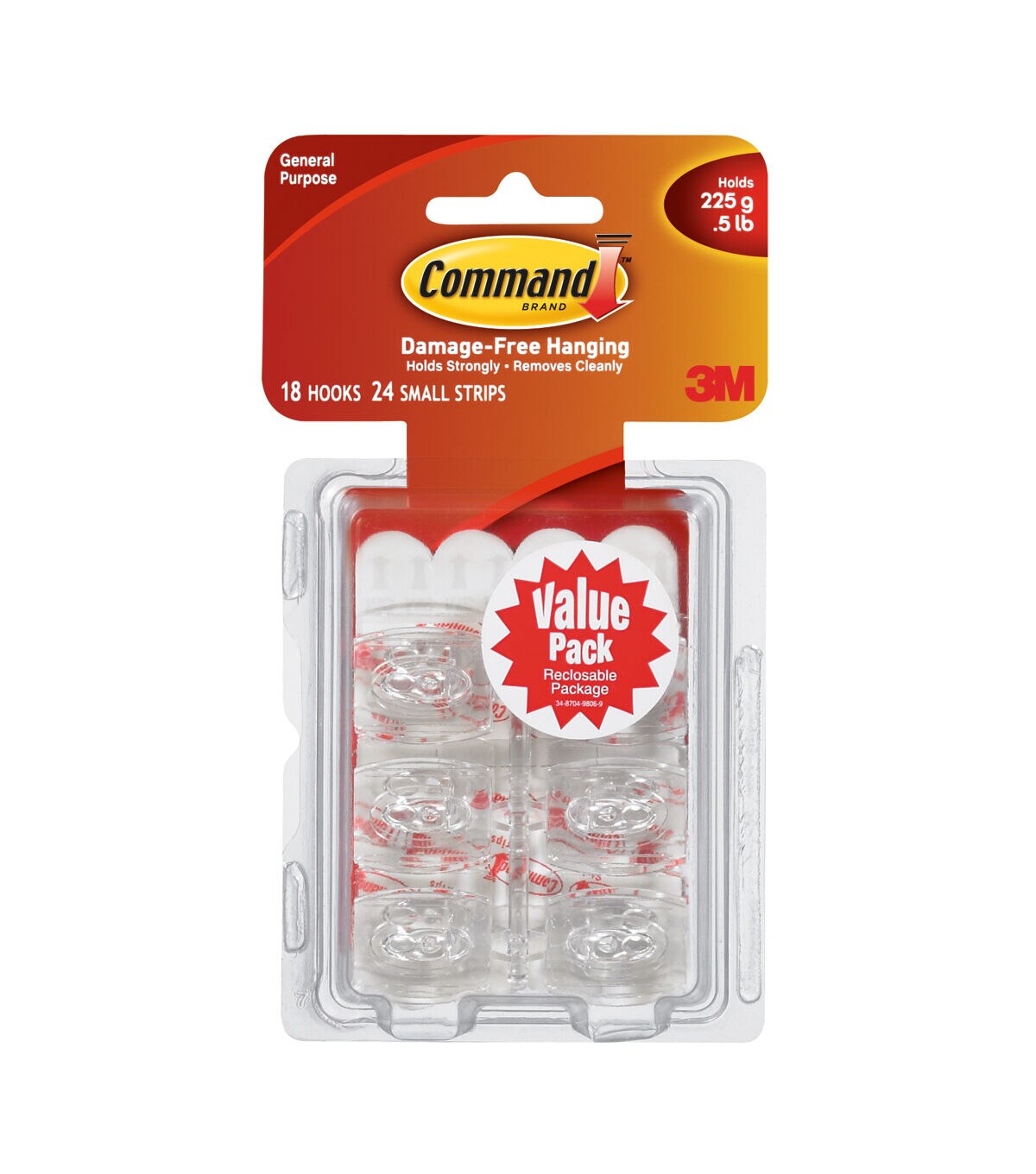 Command 0.5lb Small Hooks & Strips 42ct