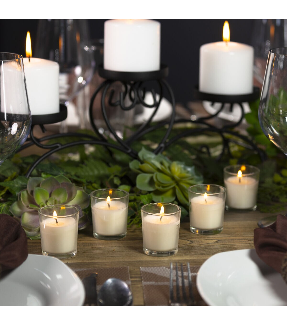 5pk White Unscented Votive Candles With Glass Holders by Hudson 43