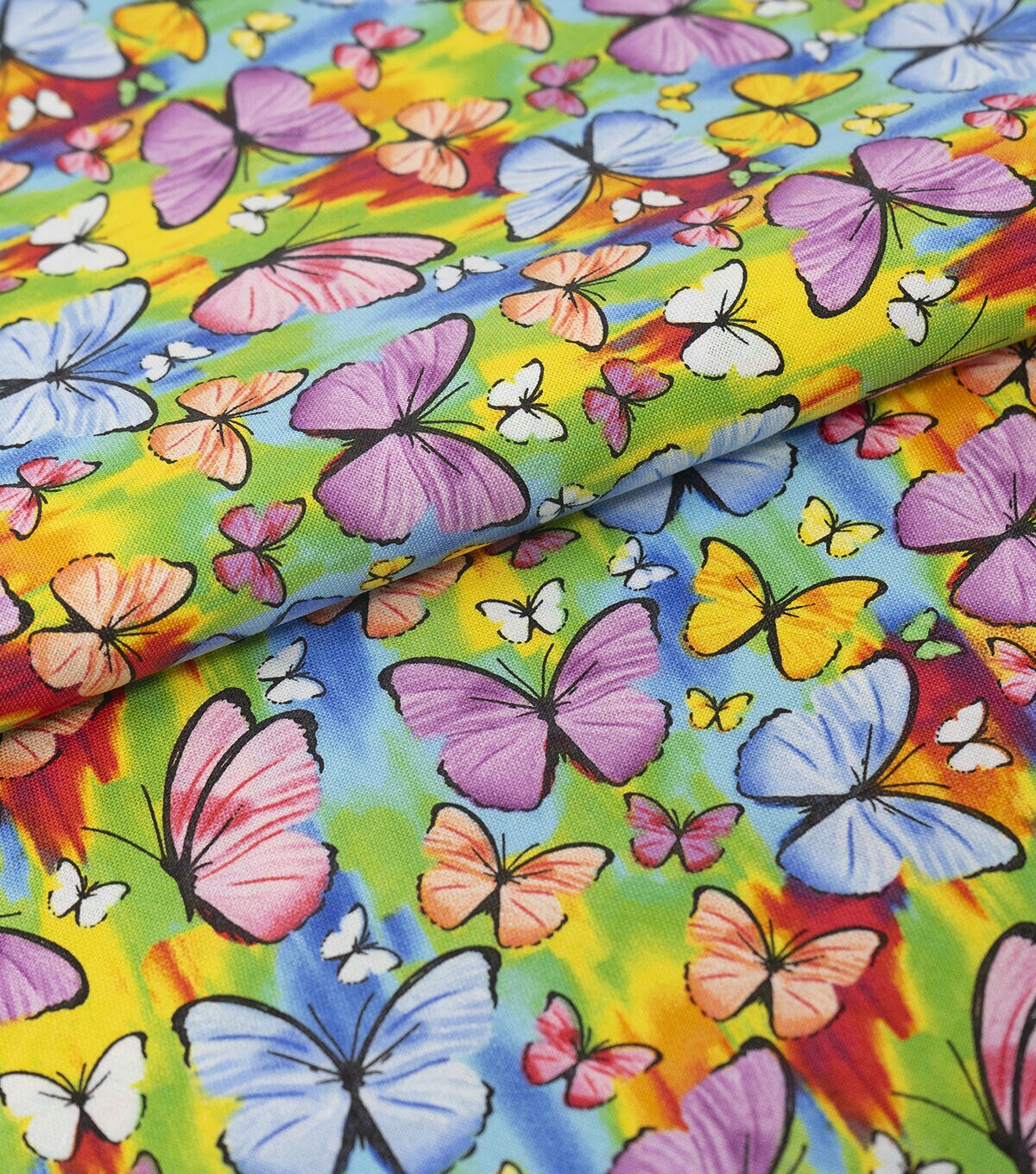 Multicolor Butterflies Novelty Cotton Fabric