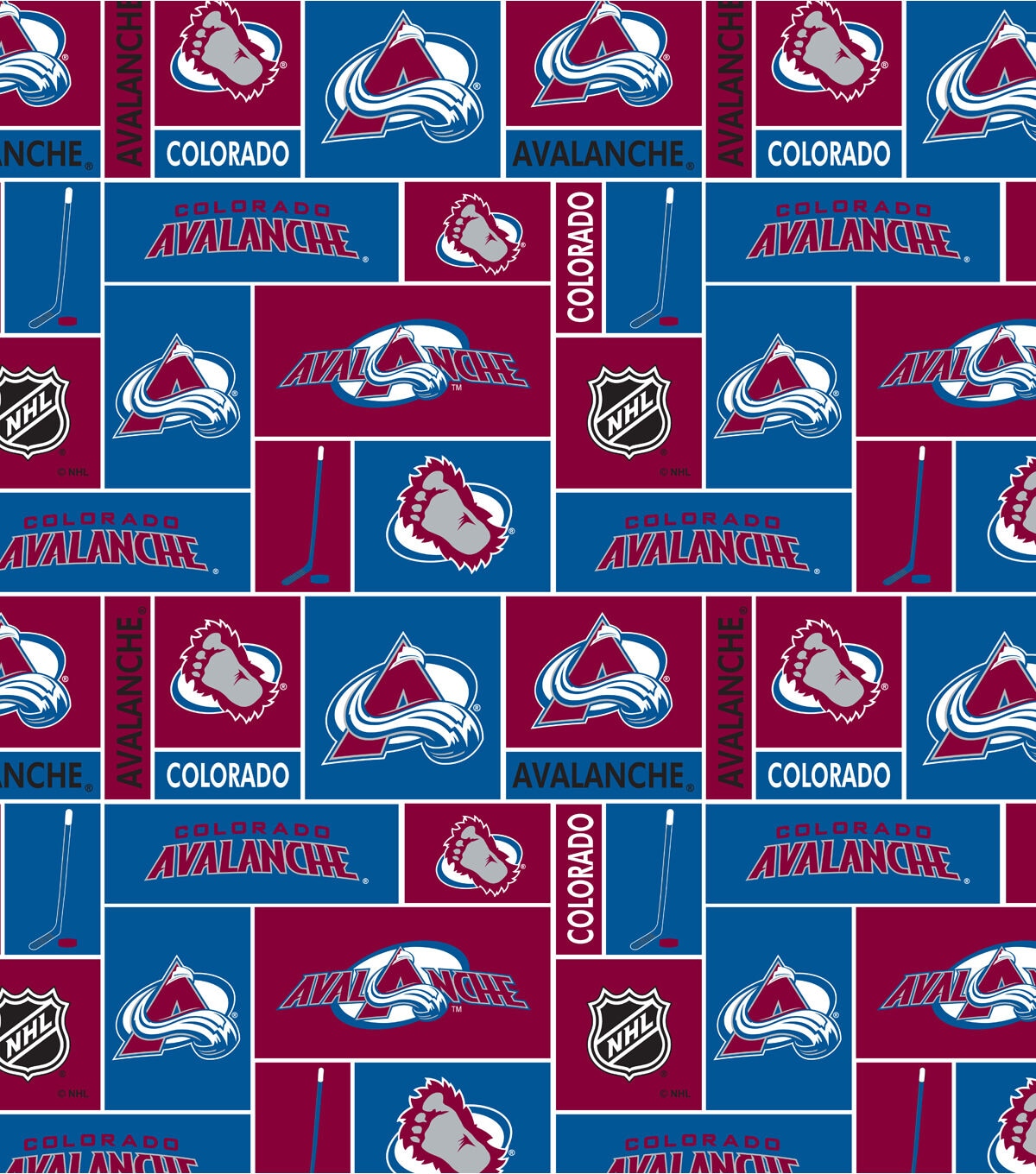 Colorado Avalanche Fleece Fabric Block