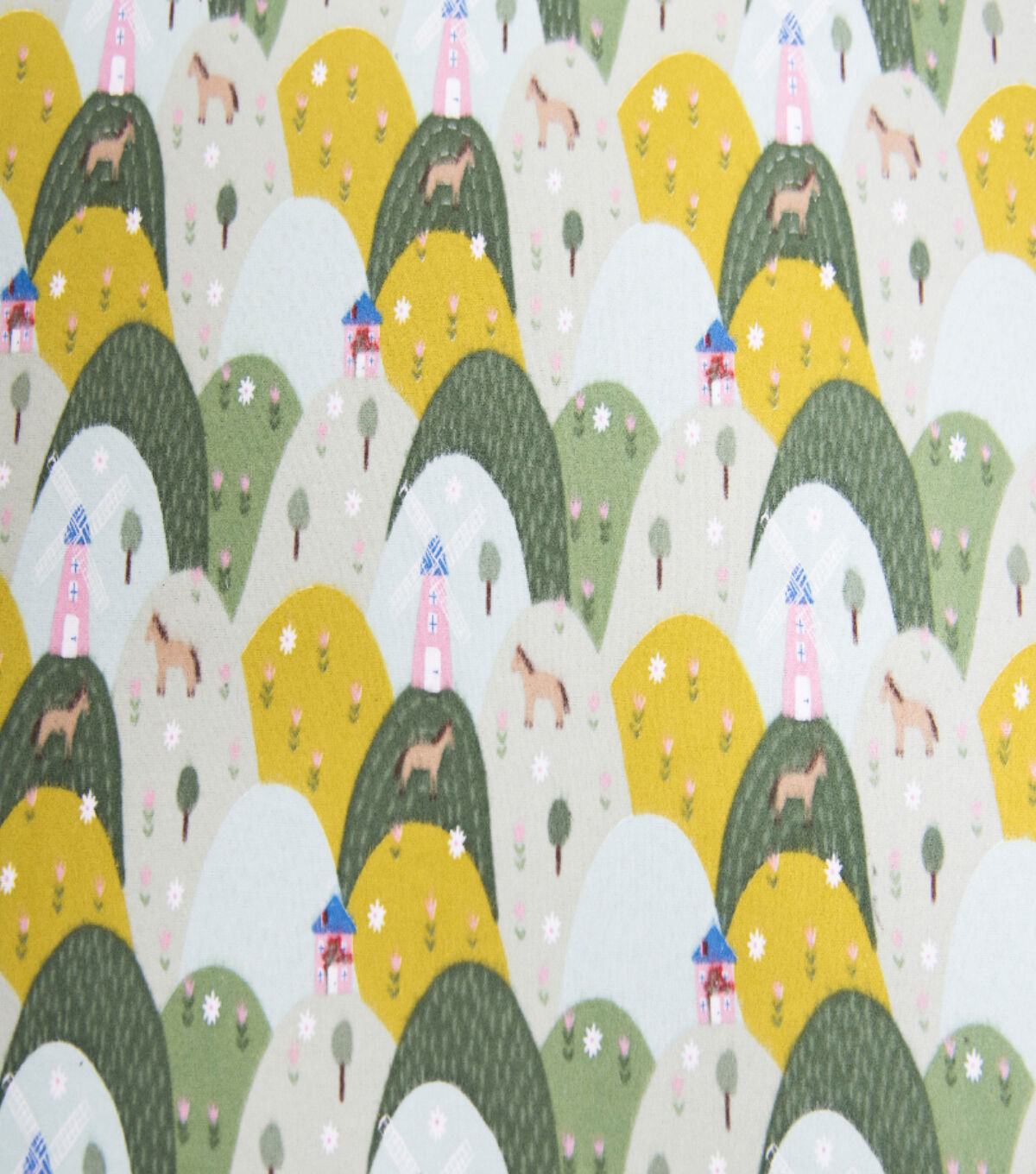 Gray Windmill Mountains Super Snuggle Flannel Fabric