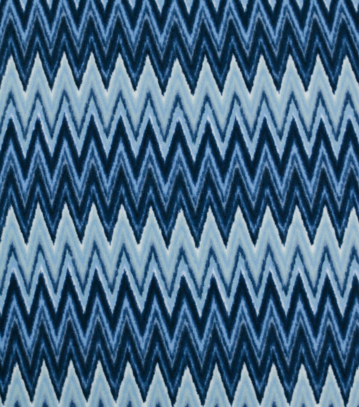 Blue Chevron Anti Pill Fleece Fabric