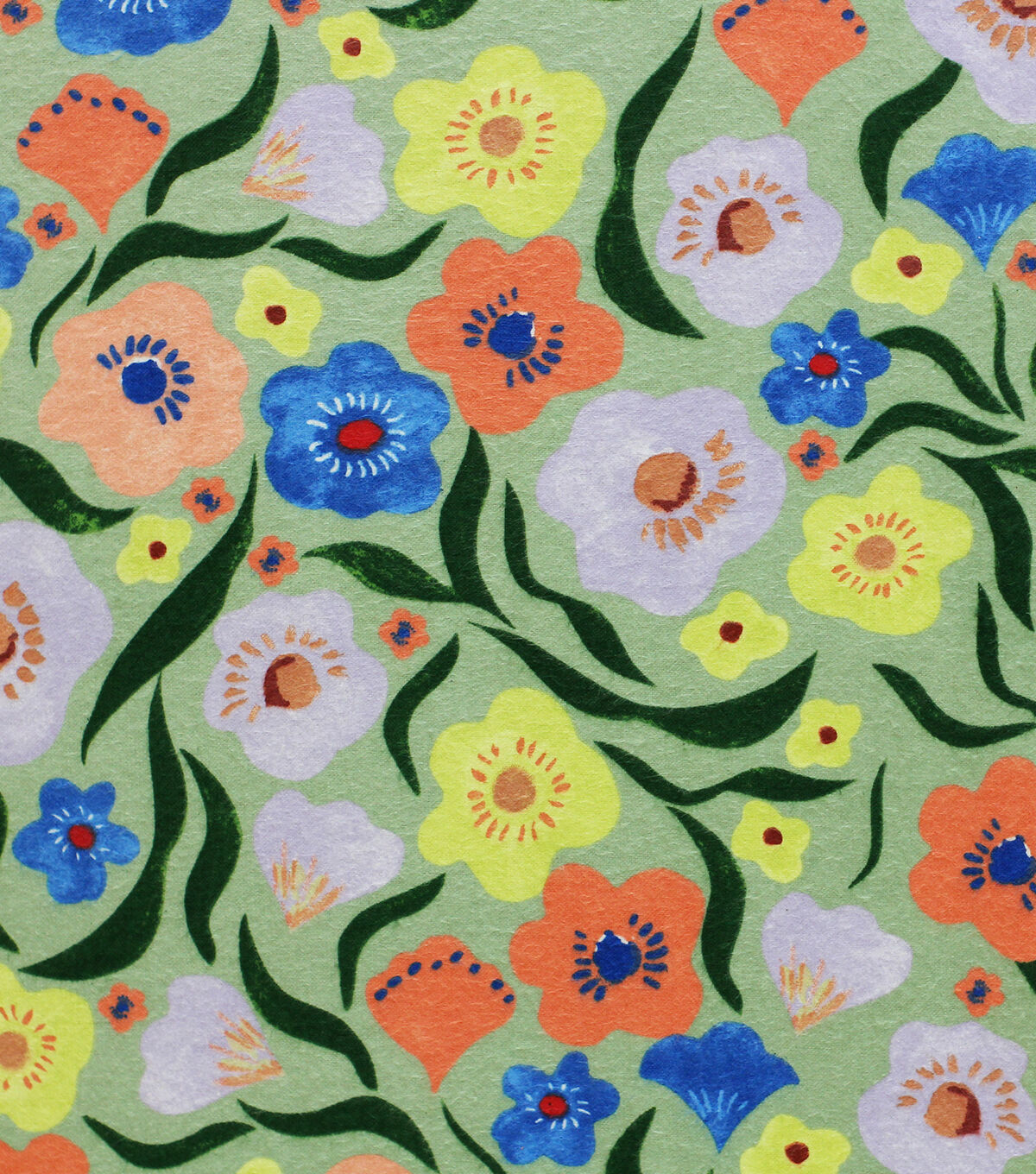 Super Snuggle Watercolor Floral Olive Flannel Fabric