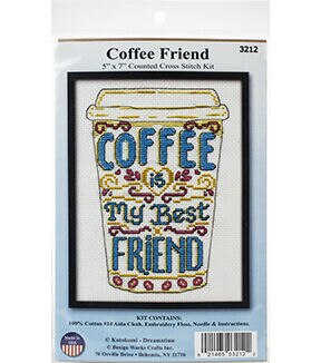 Design Works 5 x 7 Coffee Friend Counted Cross Stitch Kit