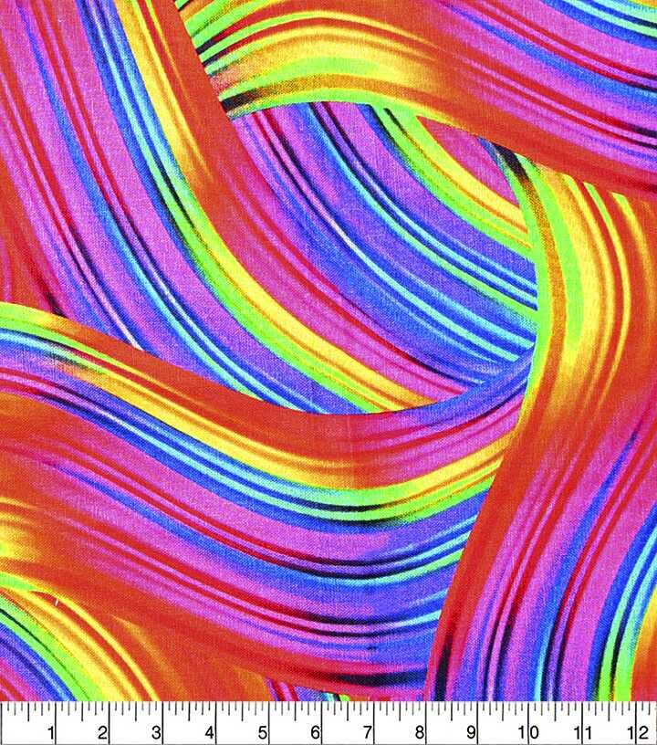 Rainbow Twists Novelty Print Fabric