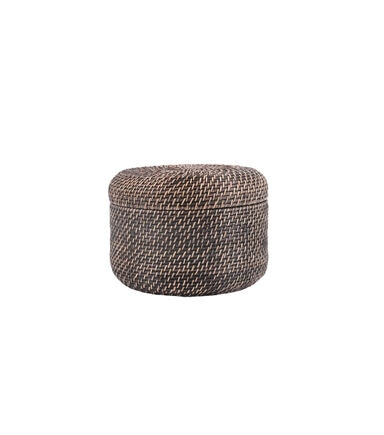 14 Brown Rattan Basket With Lid by Place & Time