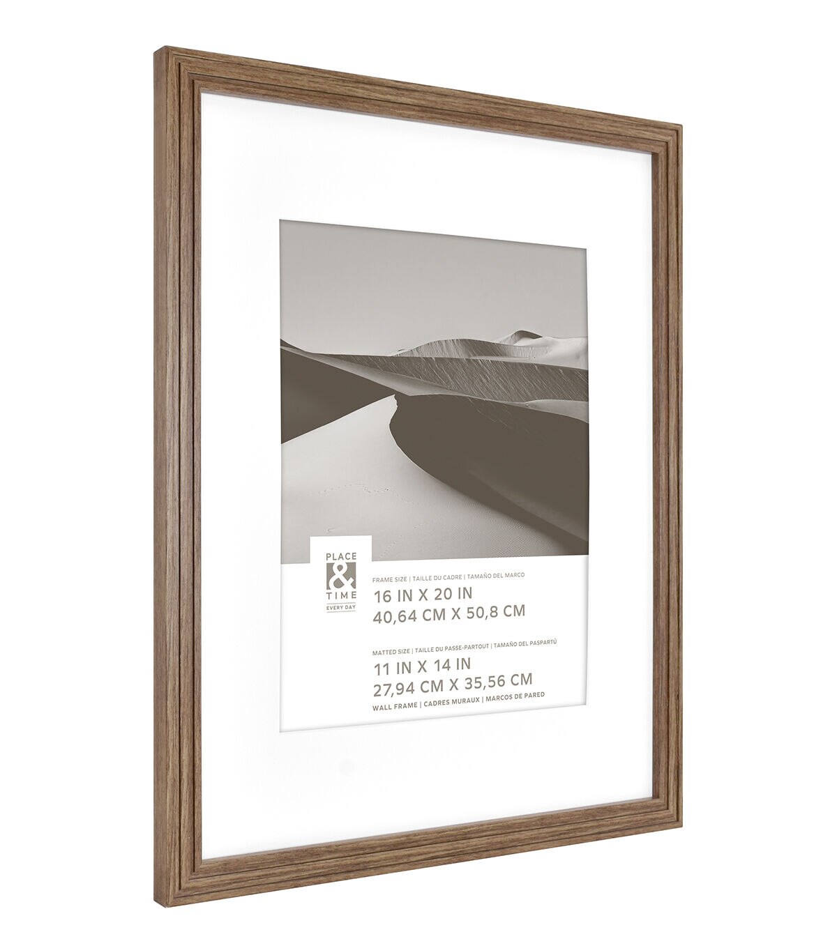 16 x 20 Matted to 11 x 14 Walnut Slat Wall Frame by Place & Time