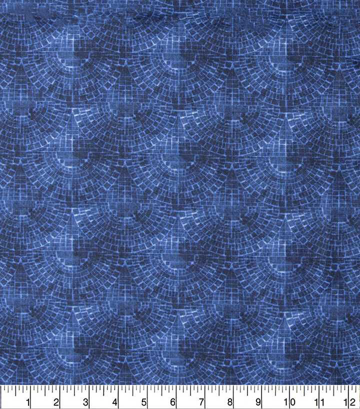 Blue Scalloped Tiles Quilt Cotton Fabric by Keepsake Calico