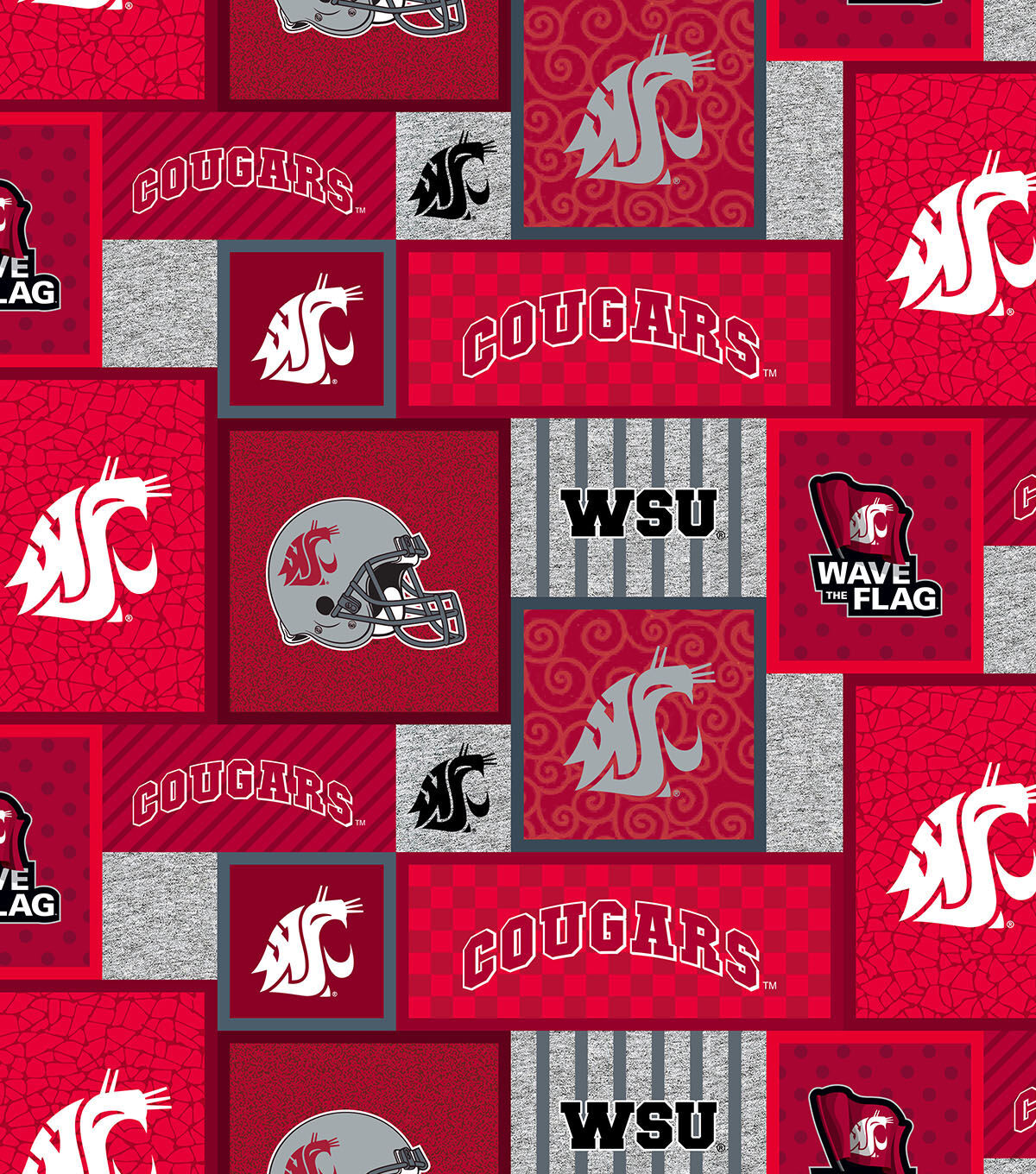 Washington State Cougars Fleece Fabric College Patches
