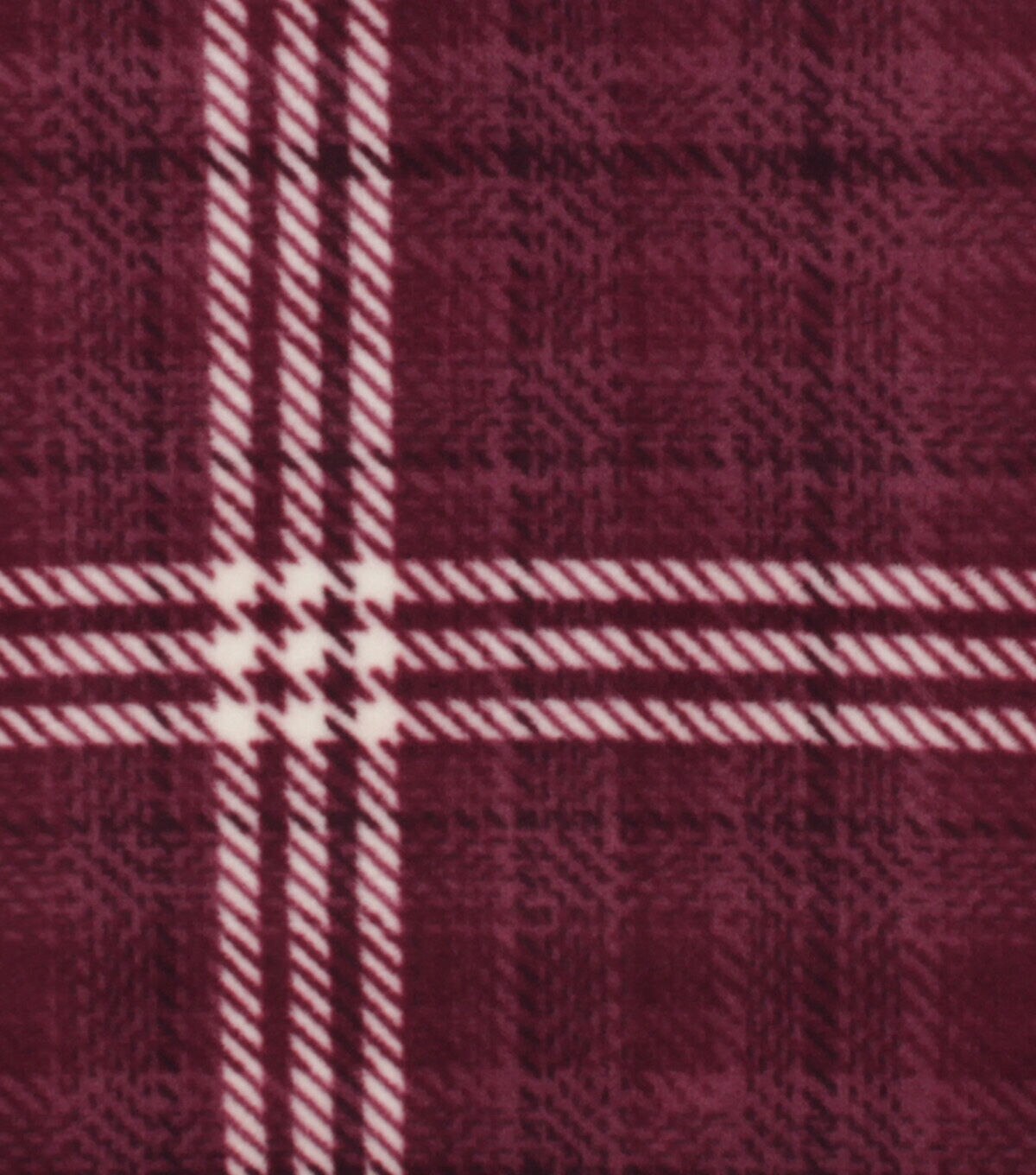 Burgundy Sweater Plaid Anti Pill Fleece Fabric