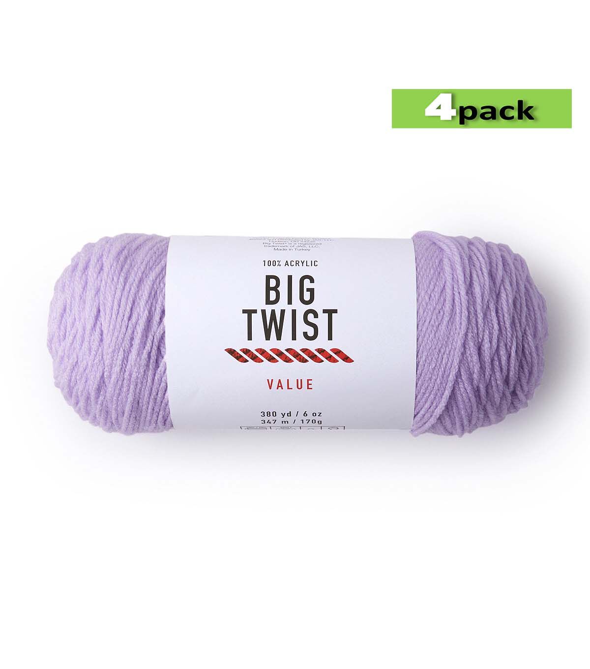 4pk Solid Purple Medium Weight Acrylic 380yd Value Yarn by Big Twist