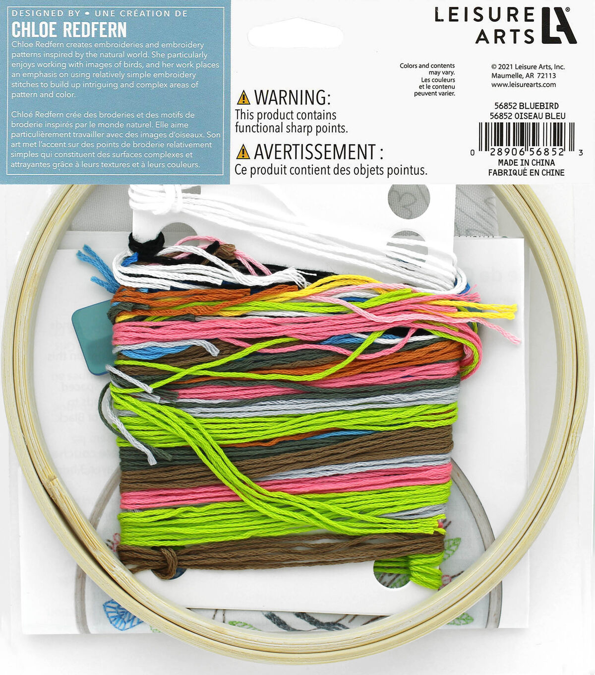 Leisure Arts 6 Blue Bird Embroidery Kit