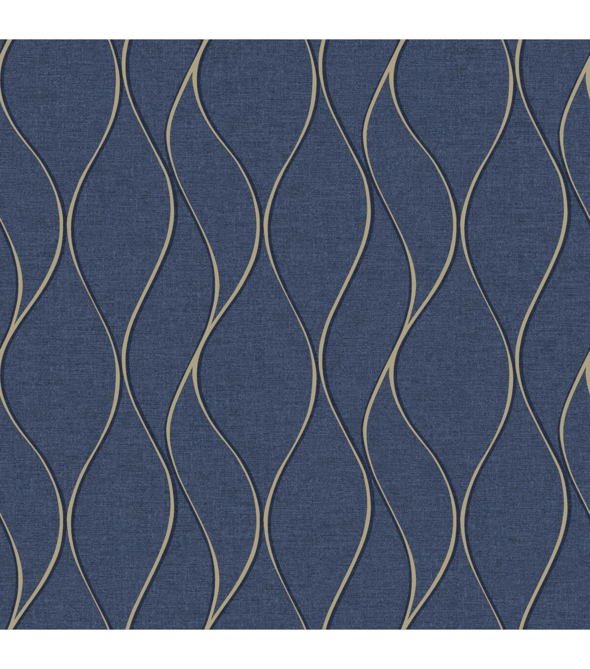 RoomMates Wallpaper Navy Wave Ogee