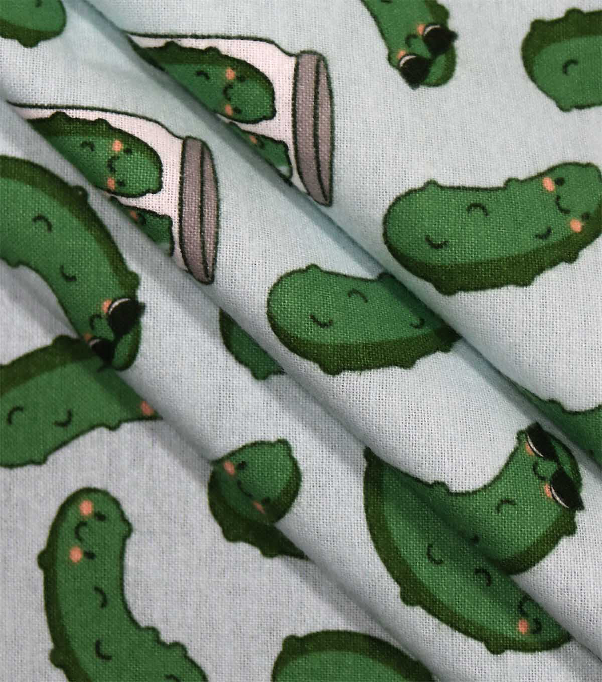 Cool Pickles On White Super Snuggle Flannel Fabric