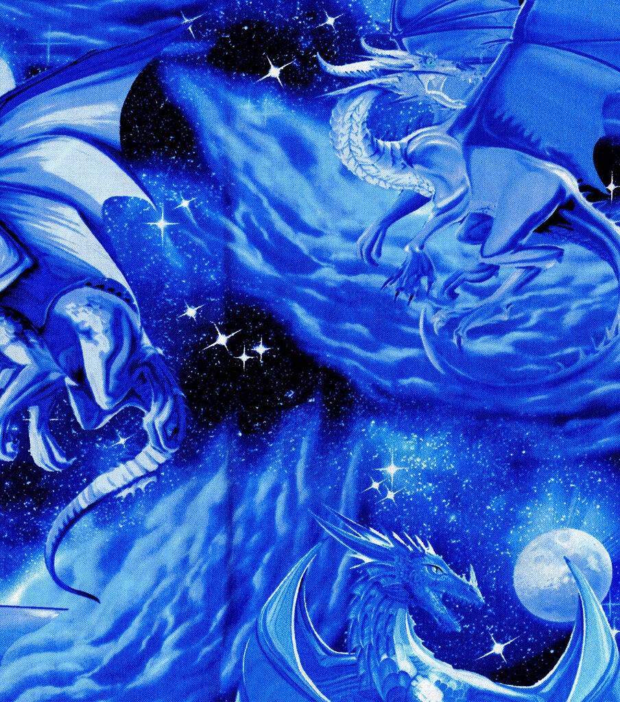 Hi Fashion Blue Dragon Novelty Cotton Fabric