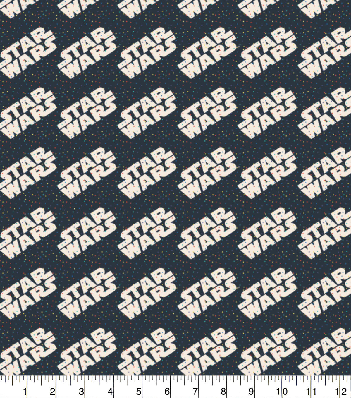 Star Wars Logo Tiny Dots Navy Cotton Fabric