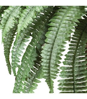 Nearly Natural Boston Fern with Wood Vase Silk Plant
