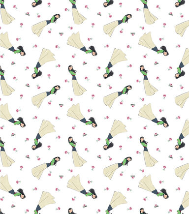 Disney Princess Mulan Lillies Cotton Fabric