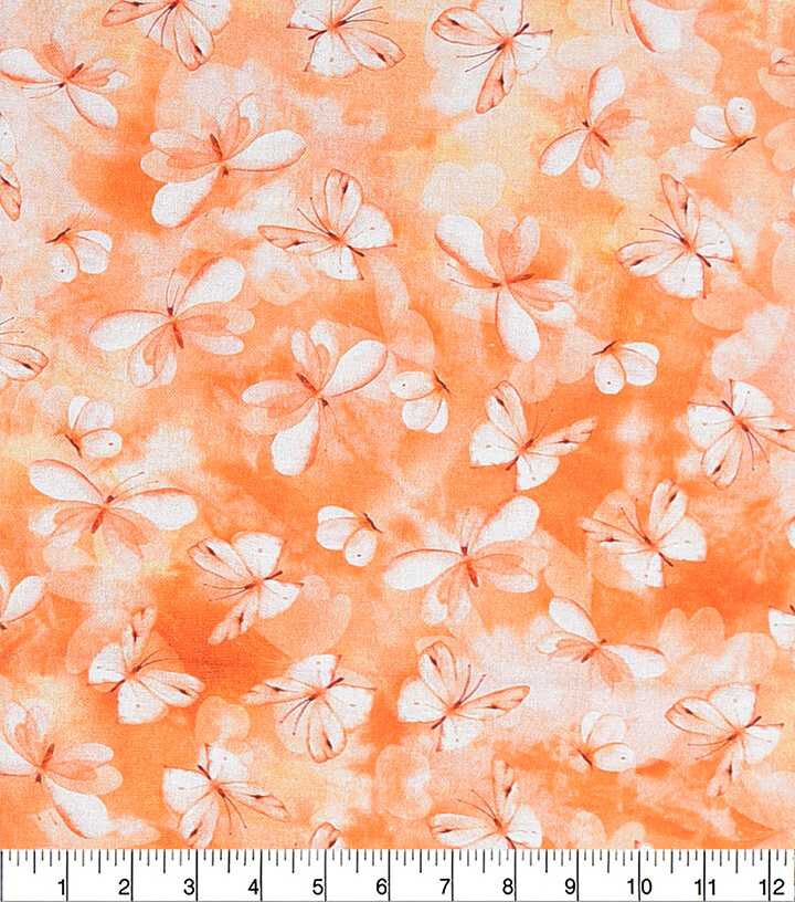 Orange Tonal Butterflies Quilt Cotton Fabric by Keepsake Calico