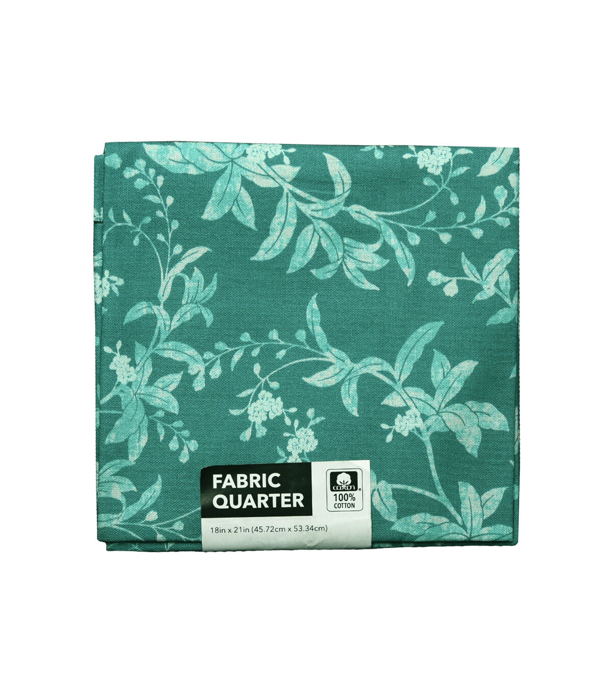 18 x 21 Teal Foliage on Gren Cotton Fabric Quarter by Keepsake Calico