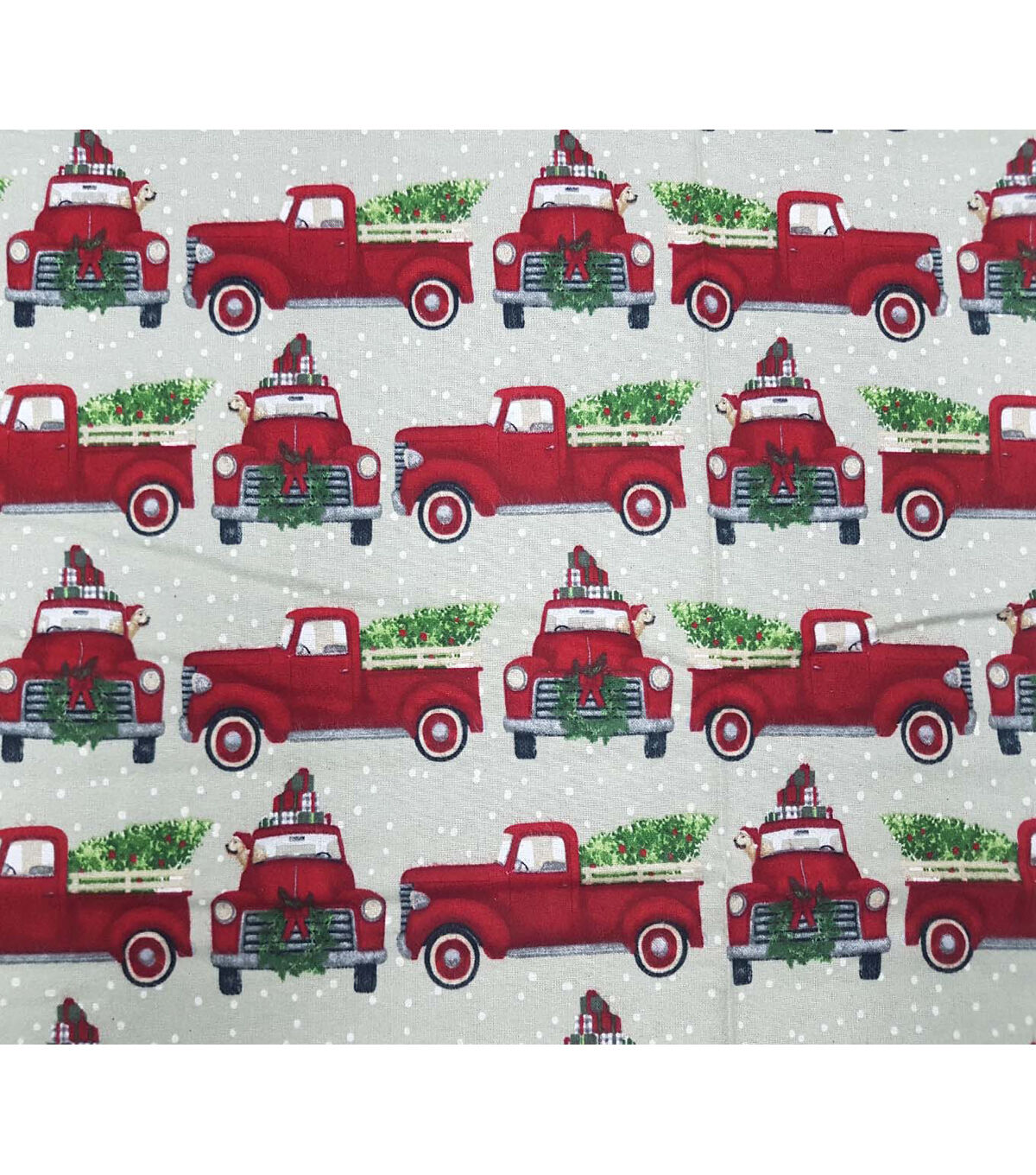 Red Trucks With Tree Super Snuggle Christmas Flannel Fabric
