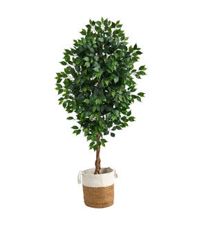 Nearly Natural 6ft. Ficus Artificial Tree Natural Jute Cotton Planter
