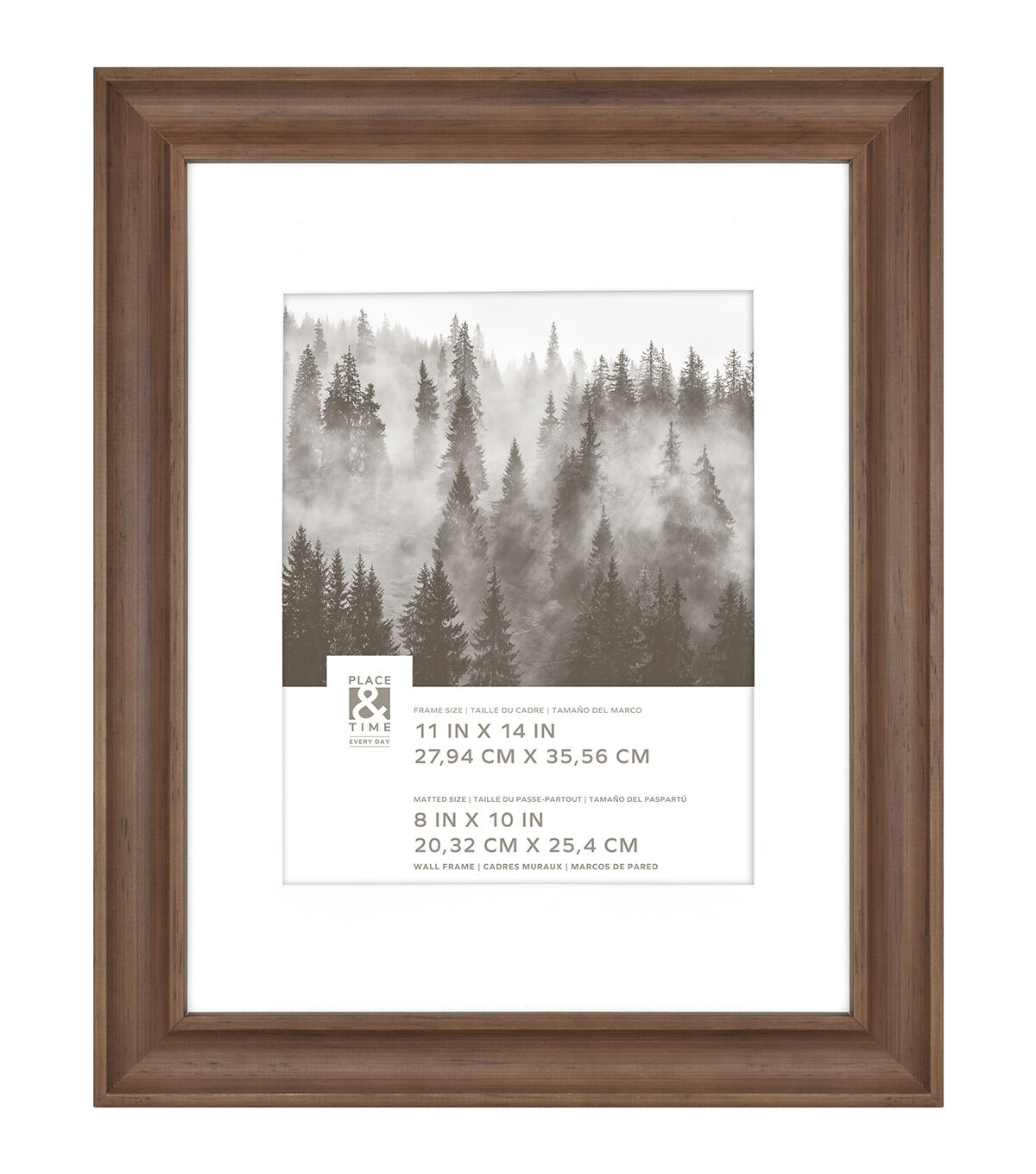 11 x 14 Matted to 8 x 10 Scooped Walnut Wall Frame by Place & Time