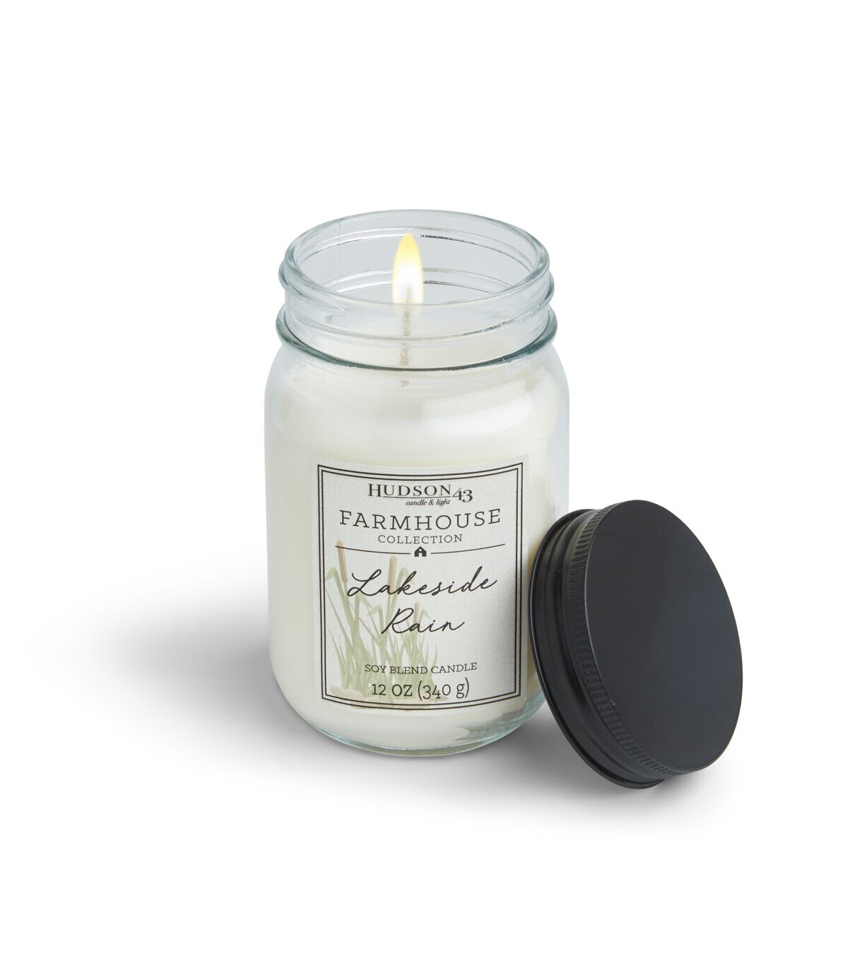 12oz Lakeside Rain Scented Mason Jar Candle by Hudson 43