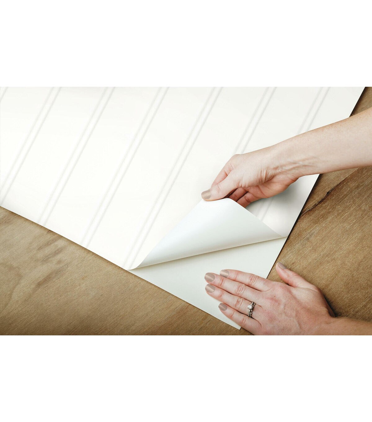 RoomMates 20.5 x 16.5' White Beadboard Peel & Stick Wallpaper