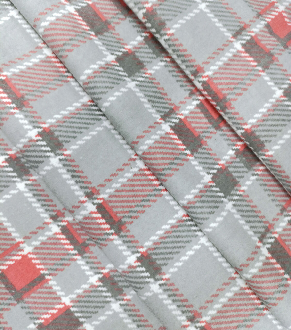 Gray Pink Plaid Super Snuggle Flannel Fabric