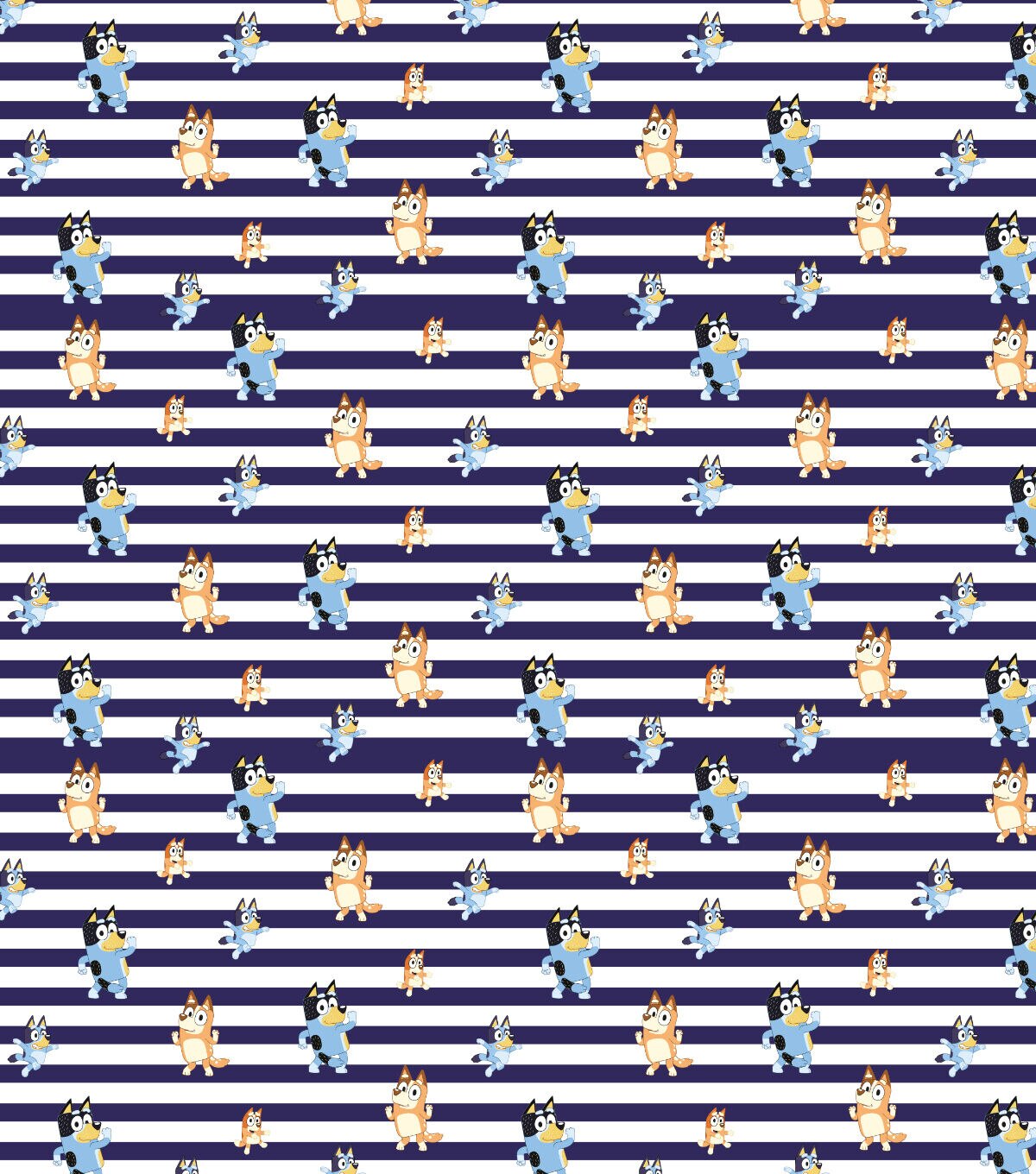Bluey & Family White Stripe Dance Cotton Fabric