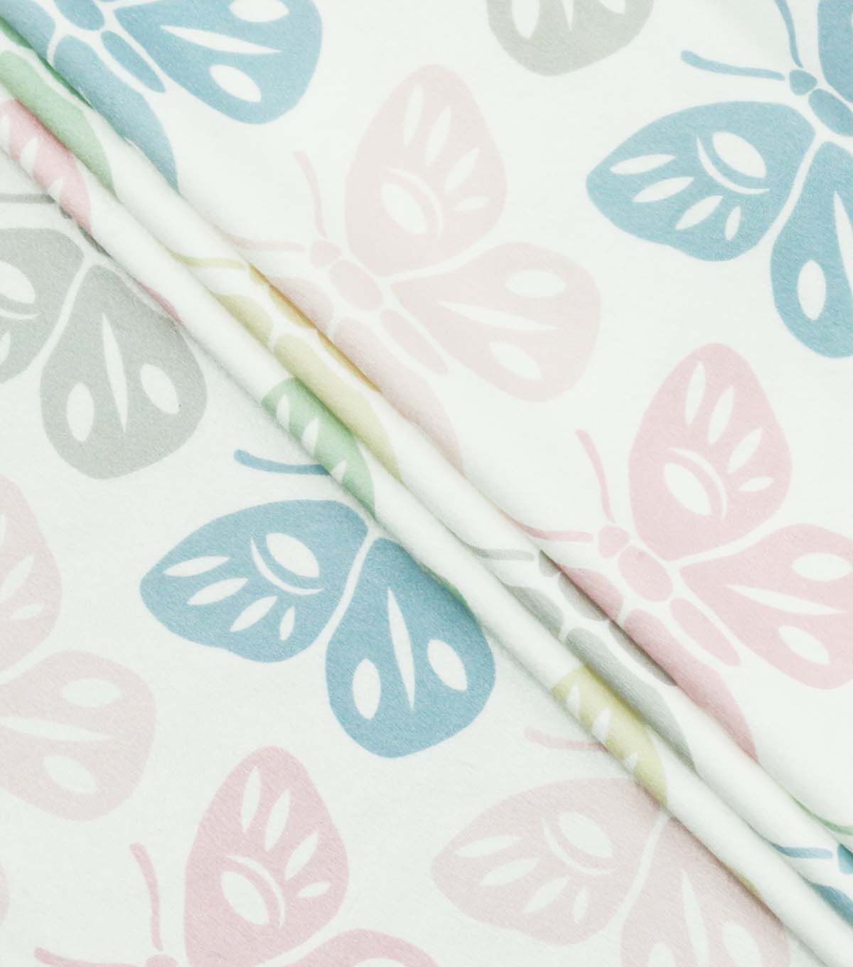 Pastel Linear Butterflies Soft & Minky Fleece Fabric