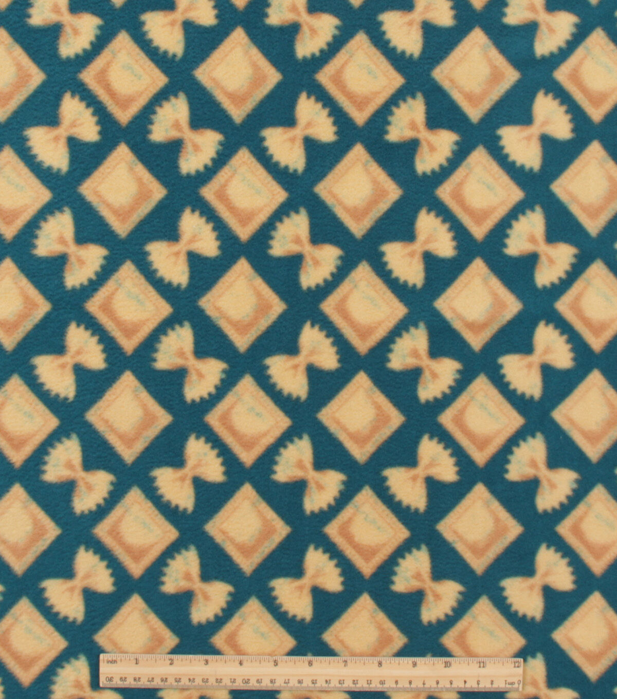 Mixed Pastas on Blue Anti Pill Fleece Fabric