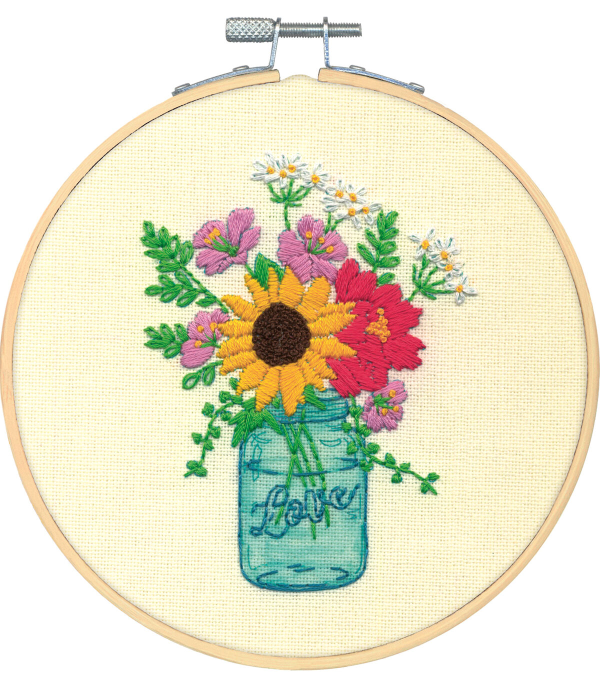 Dimensions 6 Floral Jar Embroidery Kit