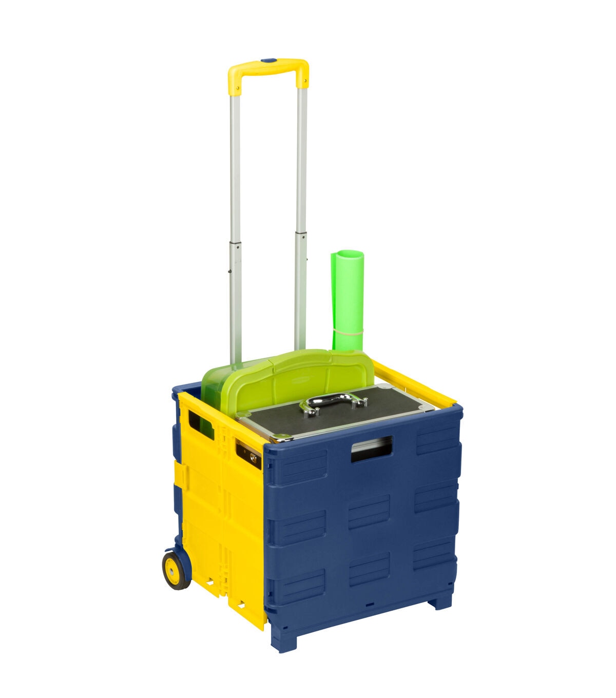 Honey Can Do 18 x 39 Blue & Yellow Folding Utility Cart With Handle