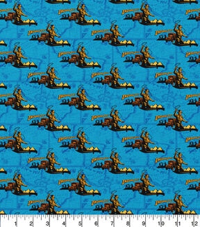 Indiana Jones Cartography Blue Cotton Fabric
