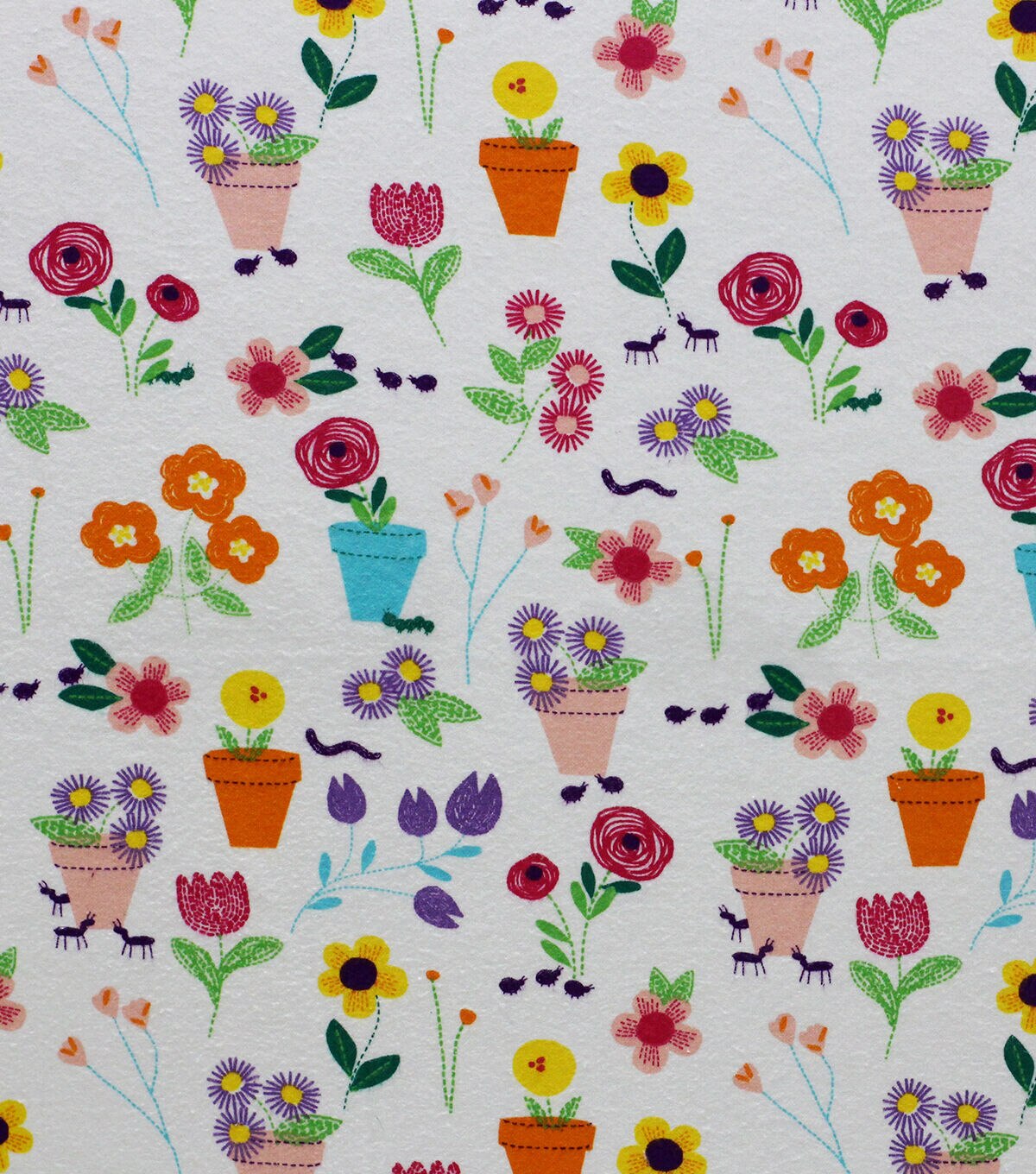 Flower Pots Super Snuggle Flannel Fabric