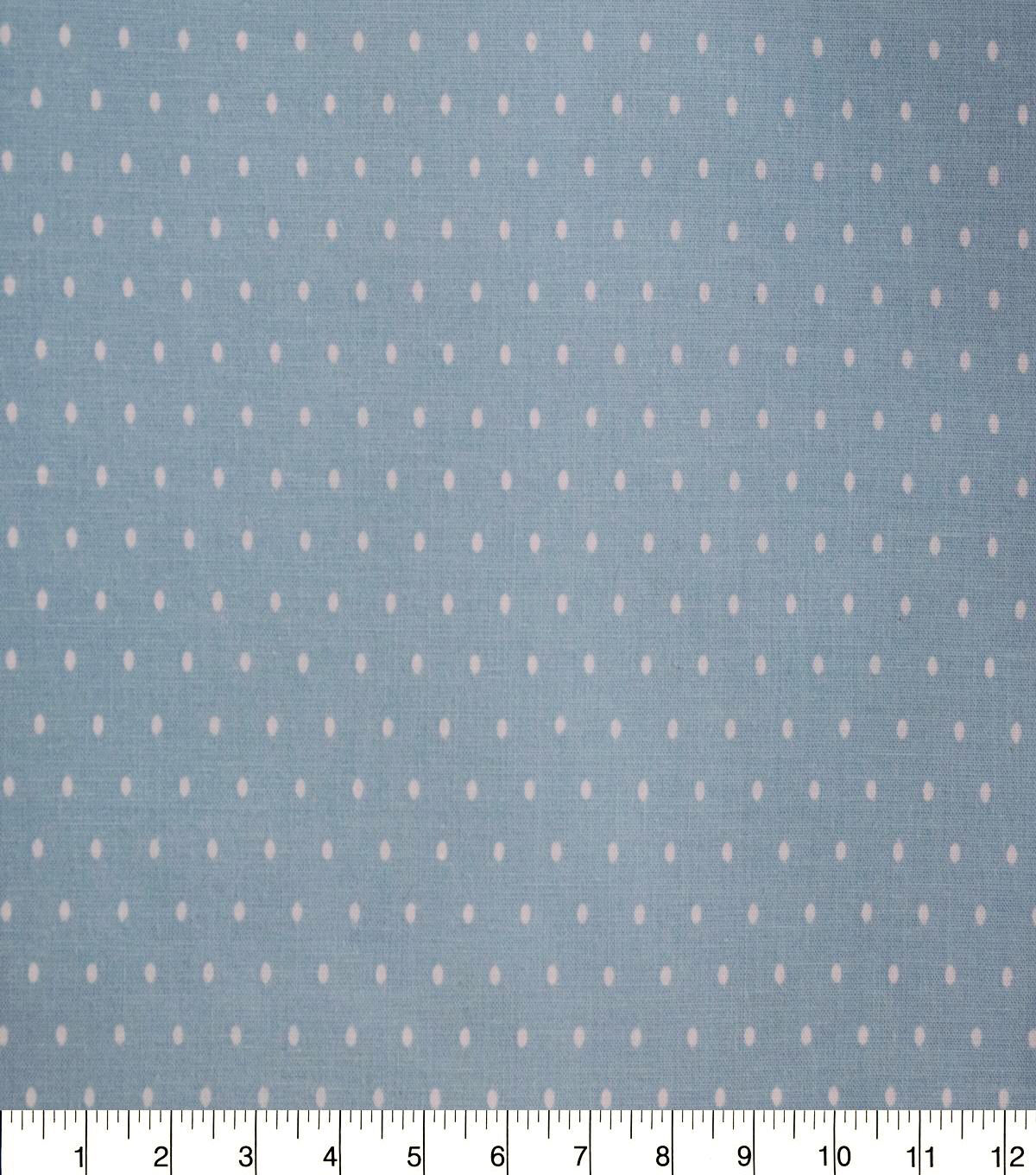 White Pin Dots on Light Blue Quilt Cotton Fabric by Quilter's Showcase