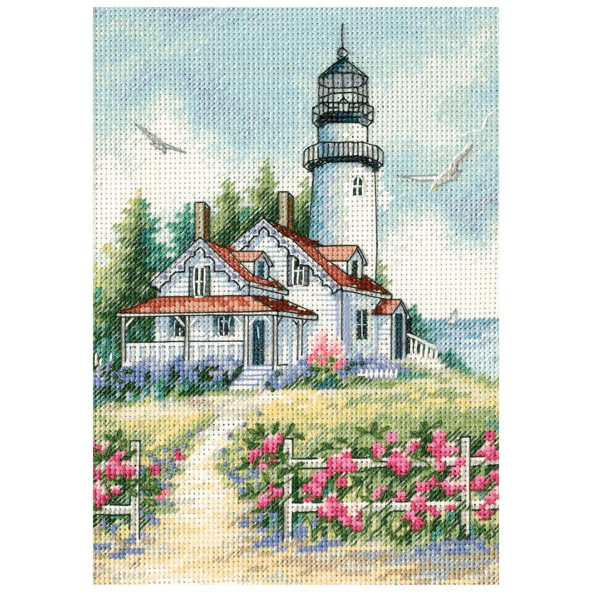 Dimensions 5 x 7 Scenic Lighthouse Counted Cross Stitch Kit