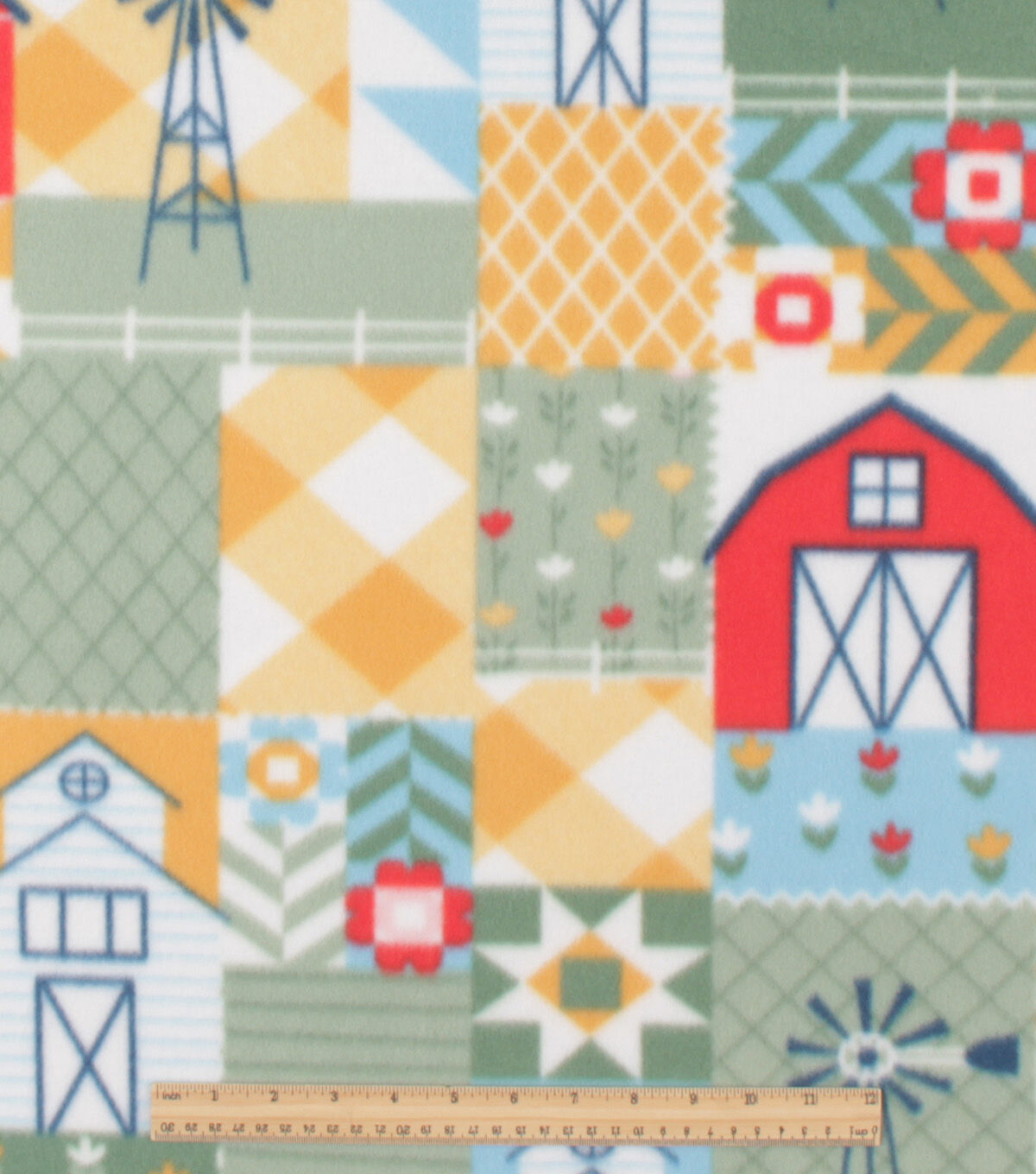 Orange Cute Patchwork Blizzard Fleece Fabric